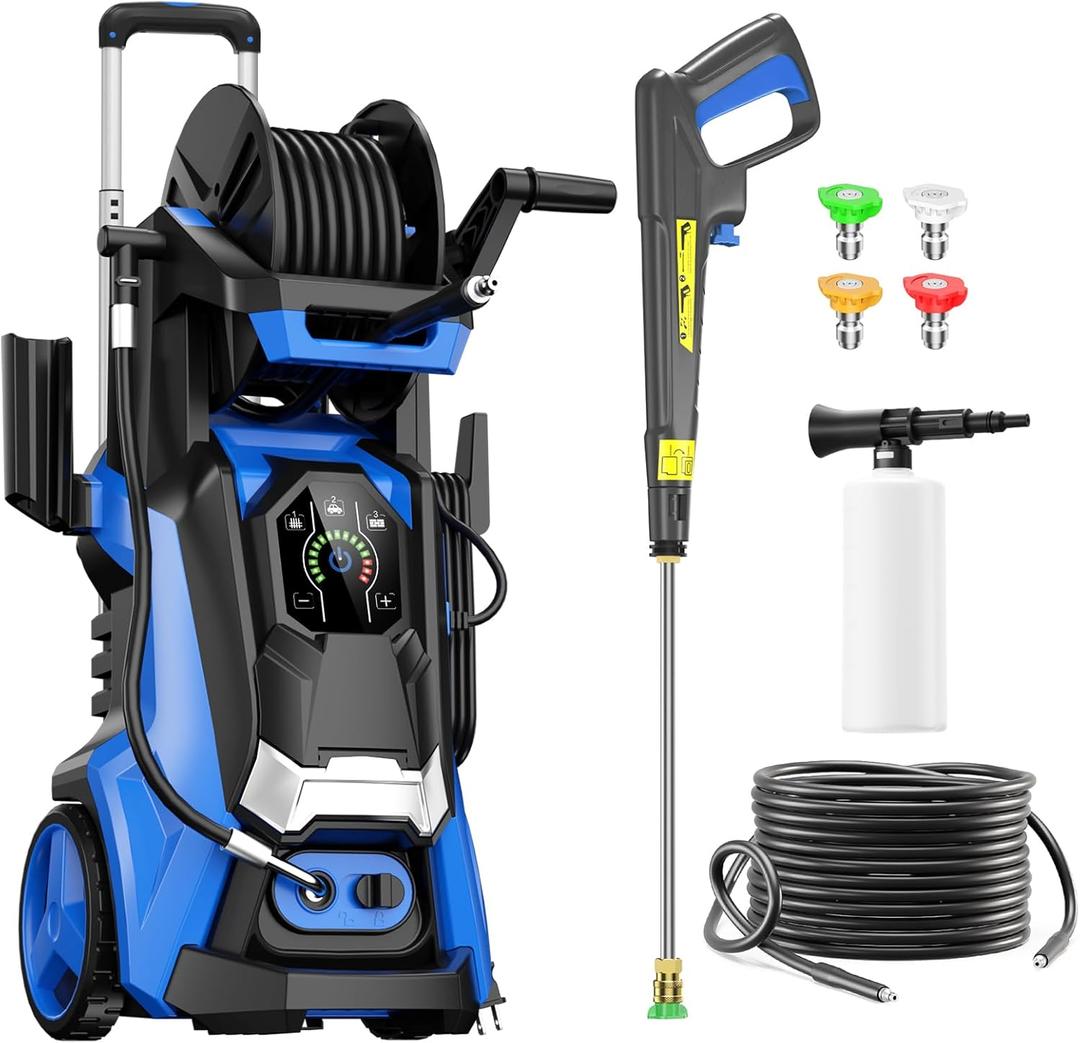 Pressure Washer Power Washer with Touch Screen, 5000PSIIMAX, 4 Quick Connect Nozzles and Foam Cannon, High Pressure Cleaning Machine for Cars/Fences/Driveways/Patios