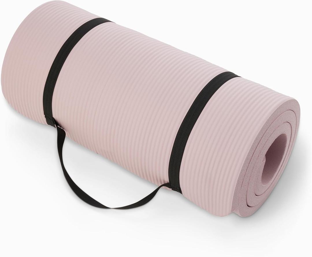 Amazon Basics 1 Inch Extra Thick Workout Exercise Yoga Mat with Carrying Strap (Rose)