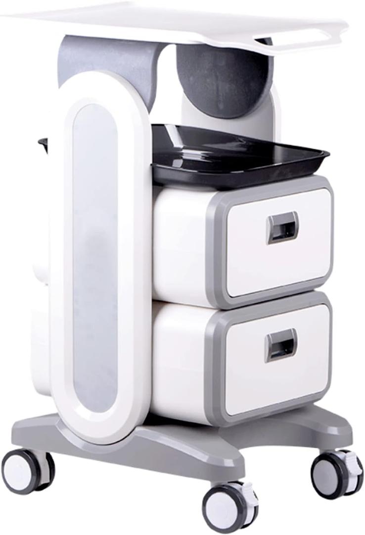 Professional Utility Cart with Wheels - Rolling Dental Office Cart with Drawers - Medical Trolley for Cavitation Machine, Esthetician Supplies, Lab Tools - Salon Trolley (130LB Load / 2 Drawer)