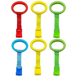 6PCS 4 Colors Baby Playpen Pull up Rings-Plastic Crib Pull Rings Walking Exercises Assistant Stand Up Cot Hanging Ring for Infant Baby Toddler