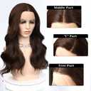 20inch Synthetic Lace Front Wig 13X4 Lace Pre-Plucked Wavy Dark Brown Wig for Women 180% Density Natural Hairline Glueless Heat Resistant Wig for Daily Wear and Styling