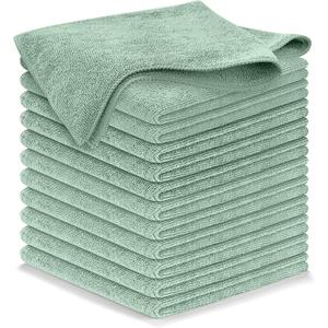 USANOOKS Microfiber Cleaning Cloth - Sea Green - 12Pcs (12.5x12.5 inch) High Performance - 1200 Washes, Ultra Absorbent Car Towel Traps Grime & Liquid for Streak-Free Mirror Shine - car Washing Cloth