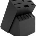 RedCall Universal Knife Block Holder,Large Wood Bamboo Knife Block without Knives,14 Slot Universal Knife Holder Countertop,Butcher Block Knife Storage Organizer for Kitchen (Black)