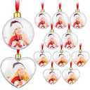 12 Pieces Photo Ornament Ball Plastic Christmas Hanging Personalized Photo Frame Ornament Christmas Photo Baubles for Christmas Valentine's Day Decor (Cute Style, 2.95 x 3.5 Inch, 3.34 x 3.54 Inch)