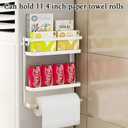 Magnetic Spice Rack for Refrigerator Magnetic Paper Towel Holder for Fridge Magnetic Shelf Magnetic Shelves Fridge Magnet Organizer Spice Rack Kitchen Organization Kitchen Storage(White)