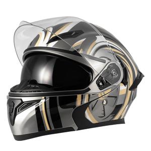 Spark Adult Flip-Up Motorcycle Helmets - DOT Certified Full Face Helmet with Dual Visor & Quick-Release Buckle, Lightweight ABS for Commuting and Touring (Black White, X-Large)