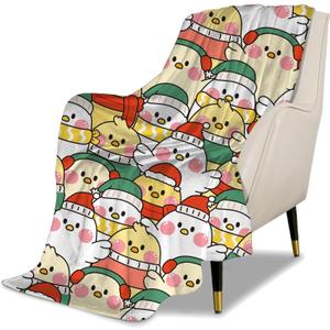 Kids Cute Chicken Cartoon Print Throw Blanket for Boys and Girls 60"X50" Christmas Chickens Blanket with Rooster on It Suitable for All Season