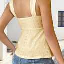 ELLEVEN Babydoll Tank Tops for Women, Sleeveless Flowy Ruffle Tie Front Casual Trendy Cute Y2k Summer Going Out Tops (Yellow)