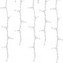 Holiday Essence 100 Icicle Lights, Clear Bulbs, Professional Grade for Indoor & Outdoor Use, Soft Bright White Bulbs with White Wire, UL listed.