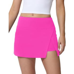 High Waisted Tennis Skirts for Women Side Slit Golf Skorts with 3 Pockets A Line Athletic Skirt in Shorts for Workout Sports (Hibiscus Purple), Medium