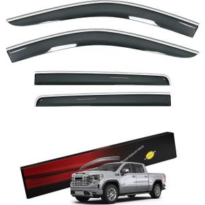 Sze Rain Guards Compatible with Chevrolet (Chevy) Silverado/GMC Sierra 1500 2019-2026 Crew Cab Side Window Deflectors Window Visors Out-Channel Guard Deflector Vent Visor-4pcs