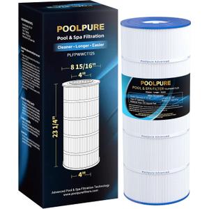 POOLPURE PLFPWWCT125 Pool Filter Replaces PWWCT125, Ultra-B2, Porpoise PP-B2-M, Clearwater II ProClean 125, 817-0125N, 125 Sq.ft Filter Cartridge 1PACK