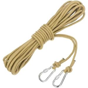 MECCANIXITY Hollow Braided Polypropylene Anchor Rope with Hook, 1/4 Inch 33ft Nylon Floating Line for Marine Pool Life Boat Anchor Rope, Khaki