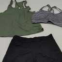 Tempt Me 3 Piece Tankini Swimsuits for Women Athletic Bathing Suits Swim Tank Top with Boy Shorts and Bra Modest Swimwear (Army Green & Stripe) M