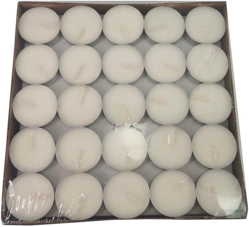 Amari 12g Tea Lights - 100 Pack Tea Light Unscented Candle - Lasts for 3-5 Hours (White)