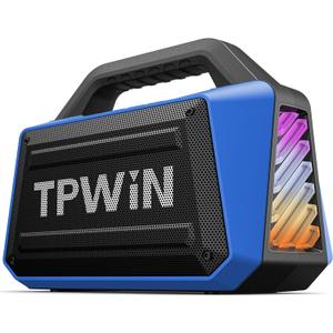 Portable Bluetooth Speakers Loud - Wireless Speaker 80W Peak, Light Show, 20H Playtime, Strong Bass, BT 5.3, TWS, IPX6 Waterproof for Outdoor Travel Beach Camping - Blue