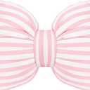 Little Pink Bow Pillows Car Decorative 10x9.5 inch, Stripes Shaped Headrest Pillow for Car Cotton Handmade Cushion Striped Case Washable Coquette for Sofa Office Neck Lumbar Aesthetic Room Home Decor