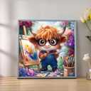 xcemhil Paint by Numbers Kit for Adults with Frame, Cow Paint by Number for Adults, Adult Paint by Number Kits on Canvas for Home Decor Gift 10x10 Inch