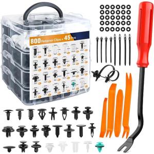 Auto Retainer Clip for Car Trim 800pcs Car Fastener Clip Kit Rivet Plastic Clips Auto Body Push Retainer Pin Rivet Bumper Door Trim Panel Repair for Door Trim, Panel, Fender(800 Pcs with Tool)
