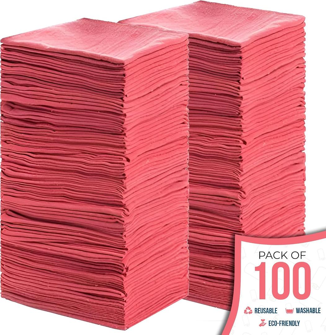 SIMPLI-MAGIC Premium Shop Towels 14x12, Commercial Grade Red, 100 Pack