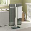 KES Standing Towel Rack with Green Natural Marble Base, 2-Tier Bath Towel Holder Stand for Bathroom Floor, Fits Bath Towel & Hand Towel, Polished Finish, BTH217-GPS