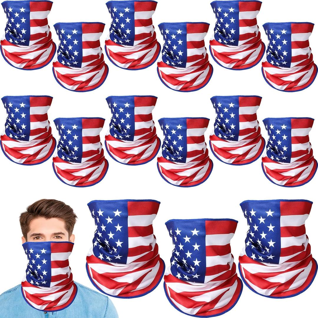 Eurzom American Flag Cooling Neck Gaiter Memorial Day Face Cover Patriotic Face Mask 4th of July Neck Mask for Men Women