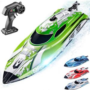 BEZGAR RC Boat, 12 inch Remote Control Boat for Kids and Adults, 25 KPH Fast RC Speed Boats with 700mAh Battery, Ideal Waterproof Toy Boats for Lakes & Pools - TX126 Green