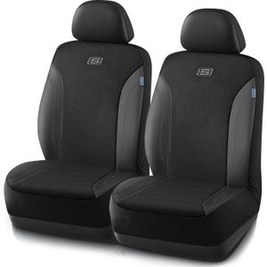 Skechers Car Seat Covers, Work Leather Seat Covers 5-Times Stronger Built-in Webbing, Oxford Fabric Front Seat Cover, Airbag Compatible, Automotive Comfort for Cars, Trucks, SUVs,Black