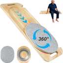 Wooden Slide Transfer Board,31x11" Transfer Board with Track Pulley Turntable,Made of Heavy-Duty Wood for Patient,Holds up to 500 Pounds,Suitable for Patient Senior and Handicap Move Assist