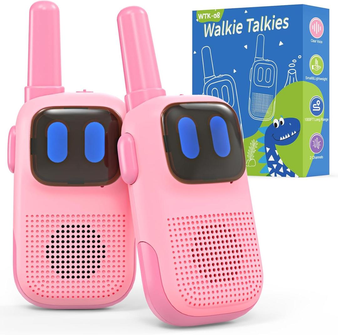 Toys for 3-12 Year Old Boys Girls, Walkie Talkies for Kids 2 Channels 2 Way Radio Toy, Pink, WTK08
