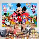 Wall Decor Backdrop for Mickey Clubhouse Birthday Decorations, Mickey Clubhouse Birthday Banner for Kids Party Supplies (5x3ft)
