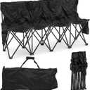 Kigley Portable 4 Seat Soccer Bench Chairs Foldable Team Sports Bench with Pockets and Carrying Bag for Camping Soccer Sports Team Basketball Football Practice Games(Black,1 Pcs)