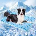 Upgraded Dog Cooling Mat Blue Ice Silk Cooling Mat for Dogs Cats Indoor/Outdoor Self Sleeping Kennel Pad,Washable & Portable  (S(17.723.6inch))