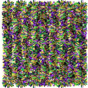 3 Pcs Mardi Gras Garland Decorations, Total 49.2 Ft Glitter Tinsel Garland Decor for Home Tree Bedroom Office Classroom Party Indoor Outdoor Holiday, Each 16.4 Ft