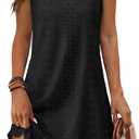 Aokosor Womens Summer Dresses 2026 Loose V Neck Sleeveless Dress Sundresses Swimsuit Coverup Vacation Outfits (Large, Eyelet Black)
