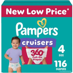 Pampers Diapers - Cruisers 360 - Size 4, 116 Count, Babyproof up to 100% Leakproof Pull-On Diaper
