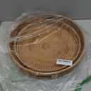 Round Rattan Serving Tray with Handles,2 Hand Woven Basket, Home Decor Organizer Tray for Breakfast, Tea, Snack, Fruit, Coffee, Storage (Large + Medium)(14.17inchX2.3inch+11.9inchX1.7inch