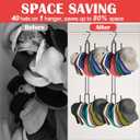 3 x Hat Organizer for Closet, Collapsible Metal Cap Rack with Rotating Hooks, Up to 40 Baseball Caps Holders for Display and Storage, Space Saving Hat Hanger for Closet Organizers and Storage, Black