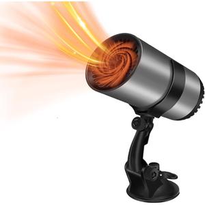 2 In 1 Portable Car Heater and Fan, 2026 New 360 Rotation Plug-in Space Car Heaters for Vehicle for Winter, Upgrade 12V Fast Heating Car Defroster Windshield Heater All-Weather Use (1, Black 12V)