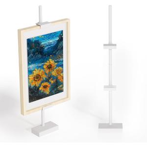 Adjustable Tabletop Picture Frame Stand - Up to 29" Height, Frame Holder Stand Table Easels for Display, Metal Standing Easel Display Stand for Picture Frames, Artwork, Canvas (White)