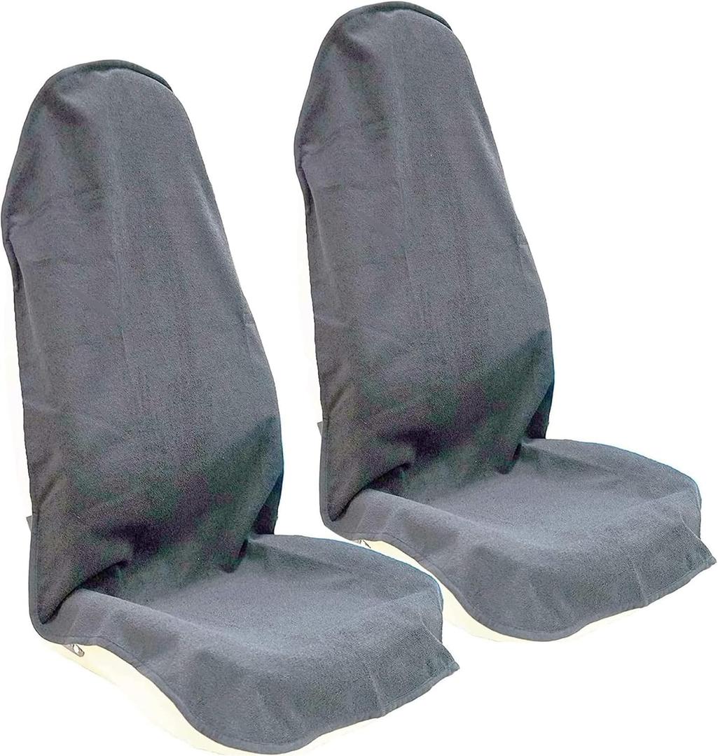 Car Seat Cover Protector Front Seats, for Gym Workout, Running, Swimming, Beach and Hiking, Waterproof Sweat Towel Bucket Seat Covers for Cars SUV Trucks (Grey, 2Pcs)