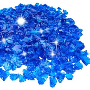 LIYYOO Fire Glass Rocks for Fire Pit,1/2 Inch 10 Pounds Cobalt Blue Fire Glass for Outdoors and Indoors Fire Pit Table Fireplace, Vase Fillers and Landscaping.