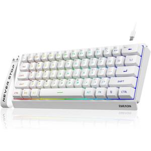 SEUNKWANG F61 60% Gaming Keyboard Wired, RGB Backlit Membrane Keyboard with PBT Keycaps, Compact Design, Lanyard Wired Keyboard for Mac/Win (White, Wired)