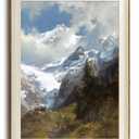 Framed Mountain Wall Art Prints Snow Landscape Vintage Wall Decor 16x24in