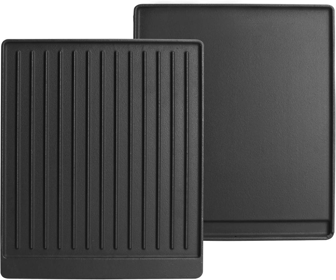 2-in-1 Reversible 14” x 16” Pre-Seasoned Cast Iron Cooking Griddle for Gas Stove/Charcoal/Electric/Propane/Gas Grill, Flat Griddle Top Plate for Camping Tailgating