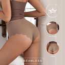 SHARICCA Seamless High Waisted Underwear for Women Cheeky Underwear Wave Edge No Show Bikini Panties Ribbed Panties Pack (Beige, M)