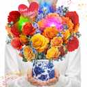 Elegant Roses Light and Music Pop Up Card, 12 Inches Flowers 3D Greeting Card, Happy Mother's Day, Gift For Mother, Grandma, Mom, Stepmom, Wife, Women, Includes Envelope & Message Note