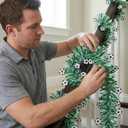 Soccer Tinsel Garland, 52FT Green Silver Artificial PET Garland with Soccer Cutouts, Reusable Hanging Decor for Soccer Party, Banquet, Senior Night, Graduation, Game Day Indoor Outdoor Football Decor