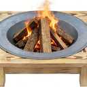 Tabletop Cast Iron Fire Pit, Wood Burning Fire Bowl | for Patio Backyard Comes with grill mesh & Poker for heating and BBQ, Portable for deck camping