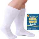 Powbrace 4 Pairs Wide Diabetic Socks for Men Women Plus Size,Lymphedema Socks,Socks for Swollen Feet and Ankles,Edema Socks,Loose Fit Socks,Non-Binding Socks,Bariatric Socks,Hospital Cast Socks-White, One Size
